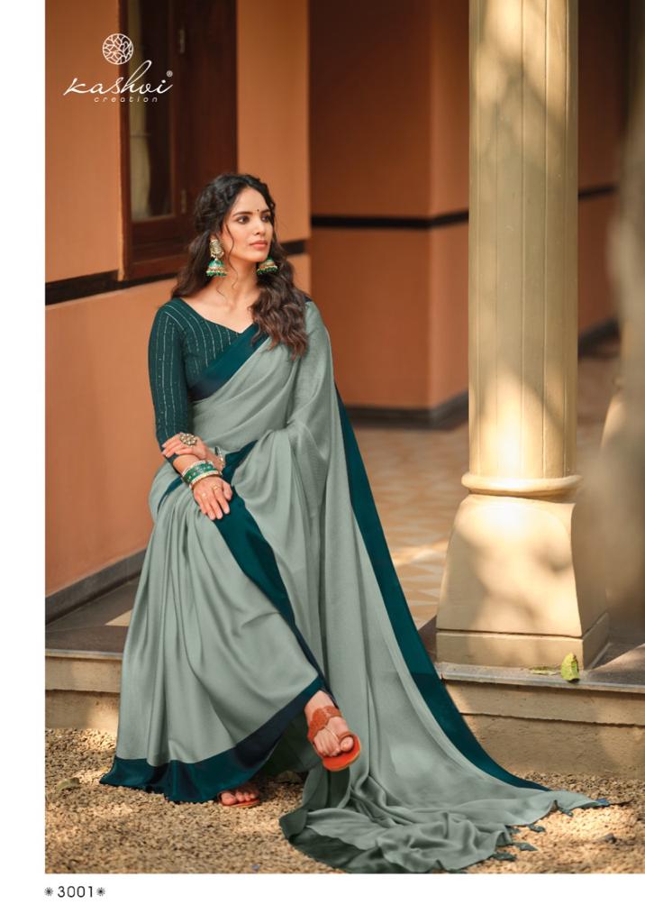 lt saree kashvi creation sparsh crystal moss graceful print saree catalog