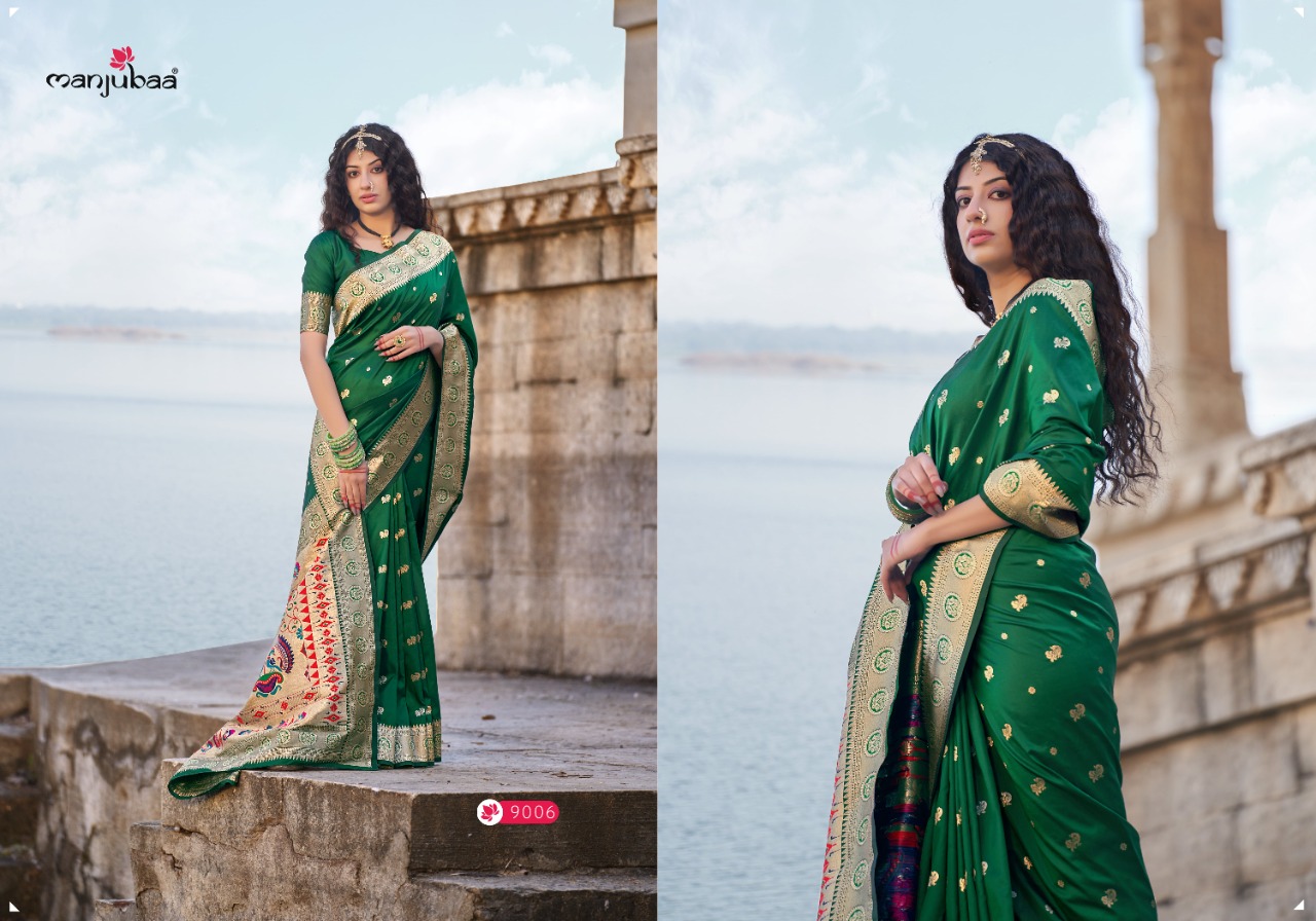 manjubaa mahavani paithani 9000 silk decent look saree catalog