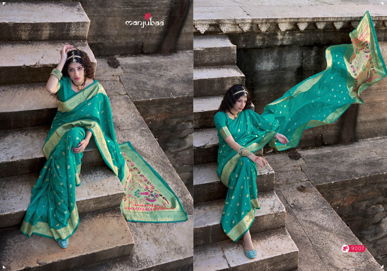 manjubaa mahavani paithani 9000 silk decent look saree catalog