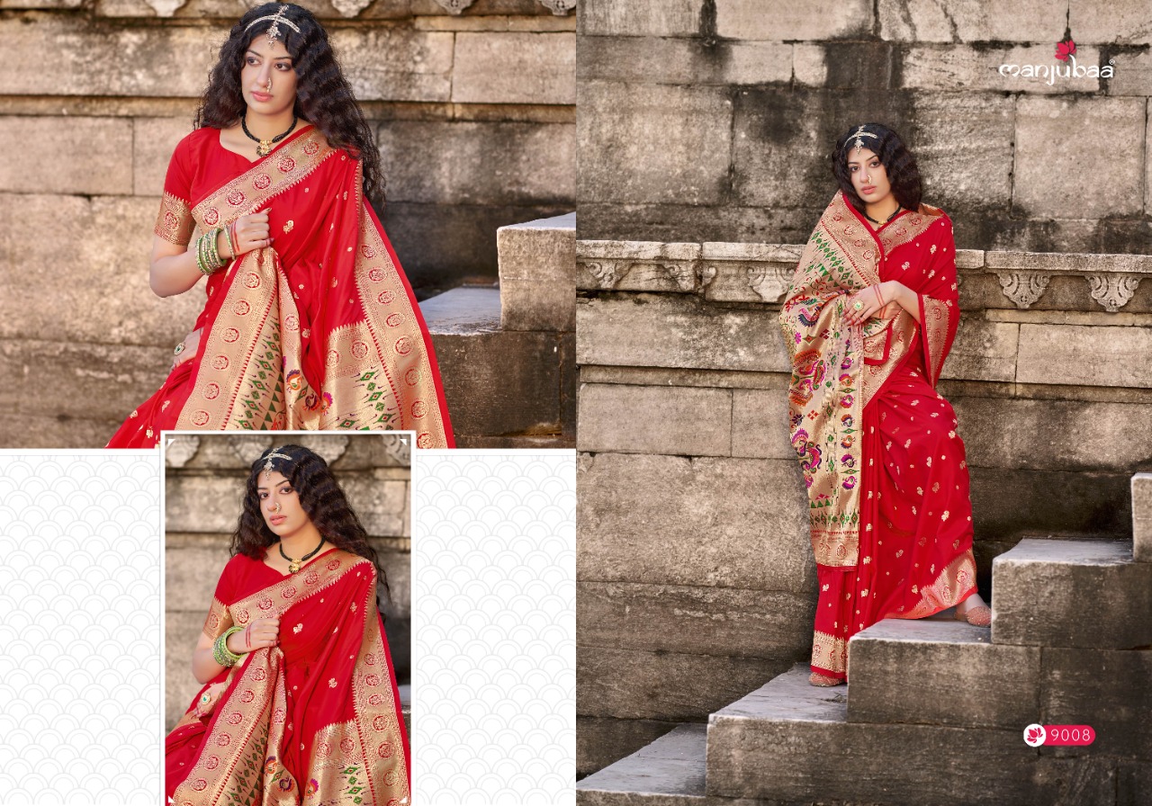 manjubaa mahavani paithani 9000 silk decent look saree catalog