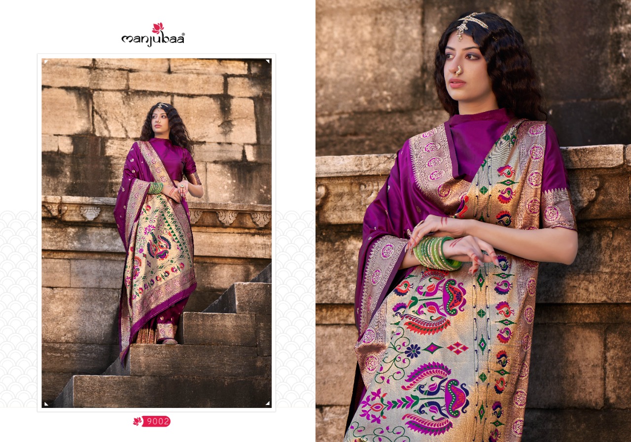 manjubaa mahavani paithani 9000 silk decent look saree catalog