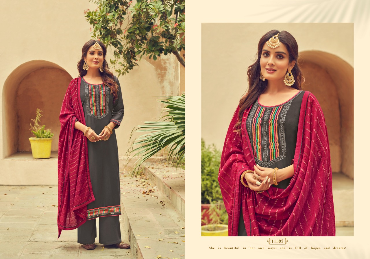 panch ratna rangeen parampara silk catchy look salwar suit catalog