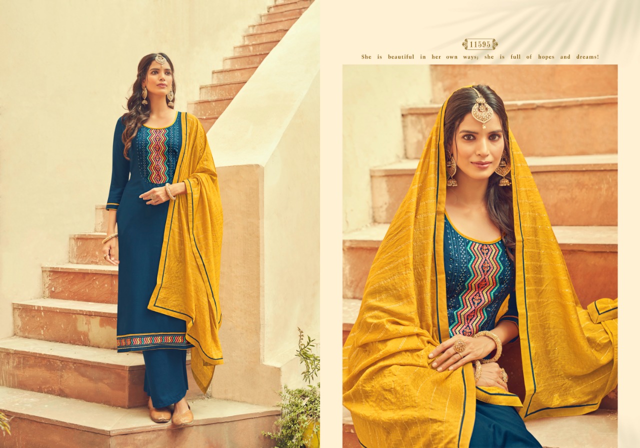 panch ratna rangeen parampara silk catchy look salwar suit catalog