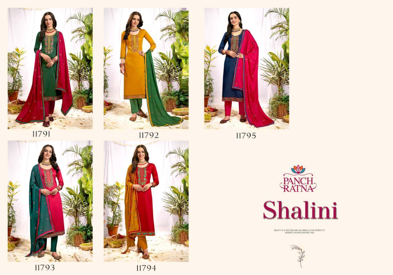 panch ratna shalini jam silk catchy look salwar suit catalog