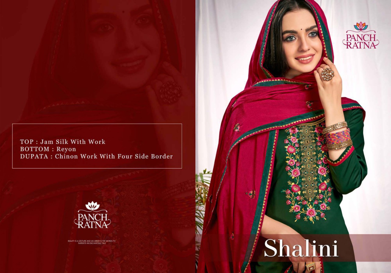 panch ratna shalini jam silk catchy look salwar suit catalog