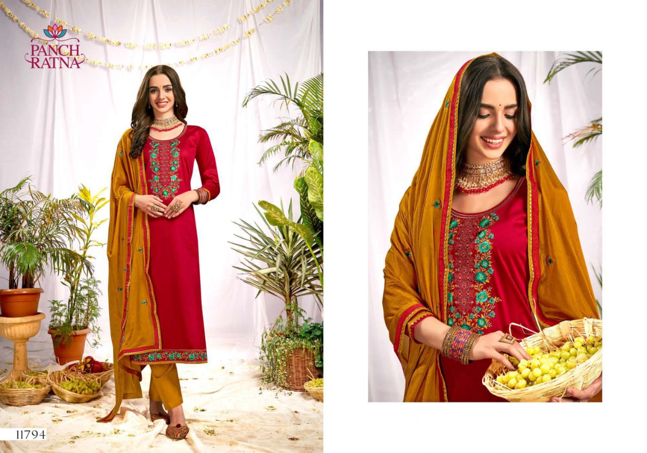 panch ratna shalini jam silk catchy look salwar suit catalog