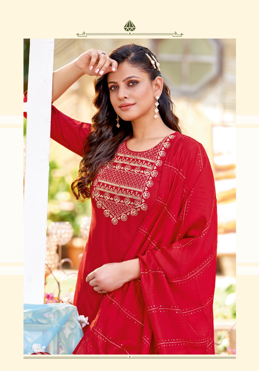 pink mirror tradition viscose decent embroidary look top with pant and dupatta catalog