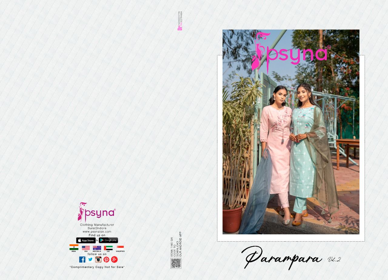 psyna parampara vol 3 fancy cotton new and modern style top bottom with dupatta catalog