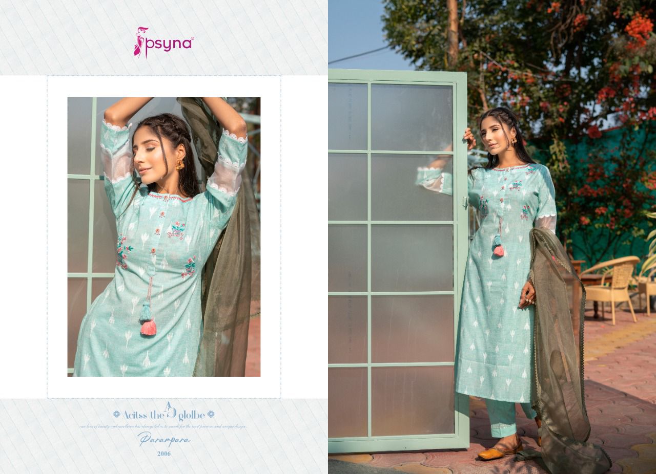 psyna parampara vol 3 fancy cotton new and modern style top bottom with dupatta catalog