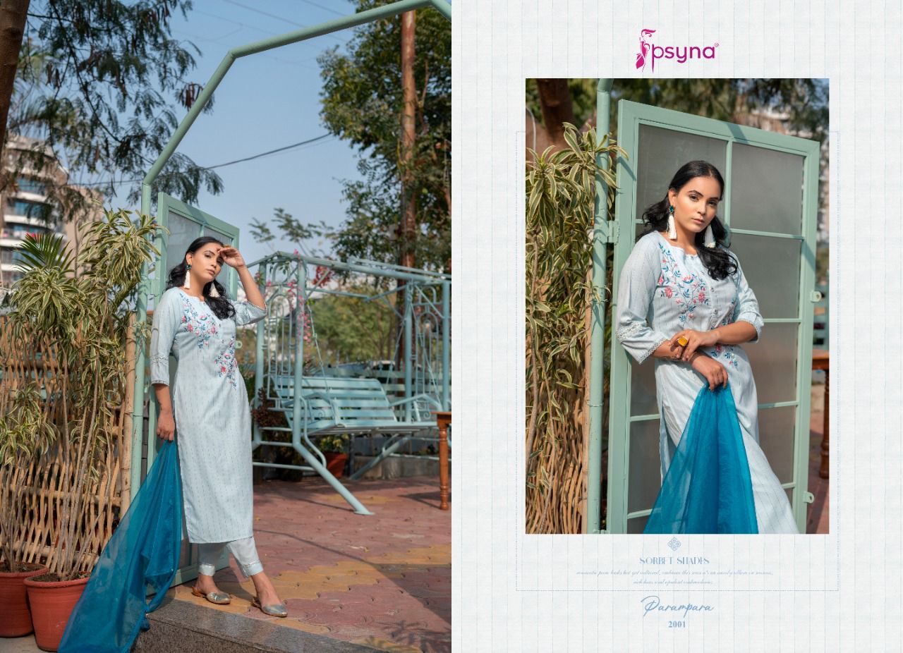 psyna parampara vol 3 fancy cotton new and modern style top bottom with dupatta catalog