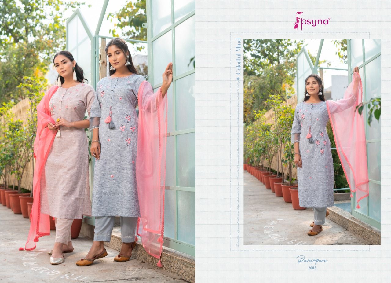 psyna parampara vol 3 fancy cotton new and modern style top bottom with dupatta catalog