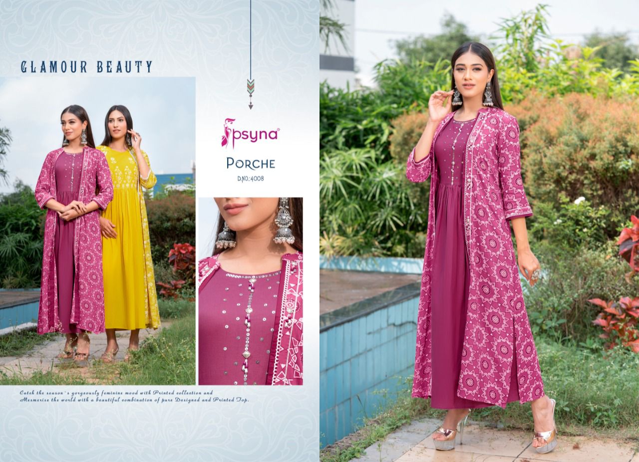 psyna porche 4 rayon gorgeous look kurti catalog