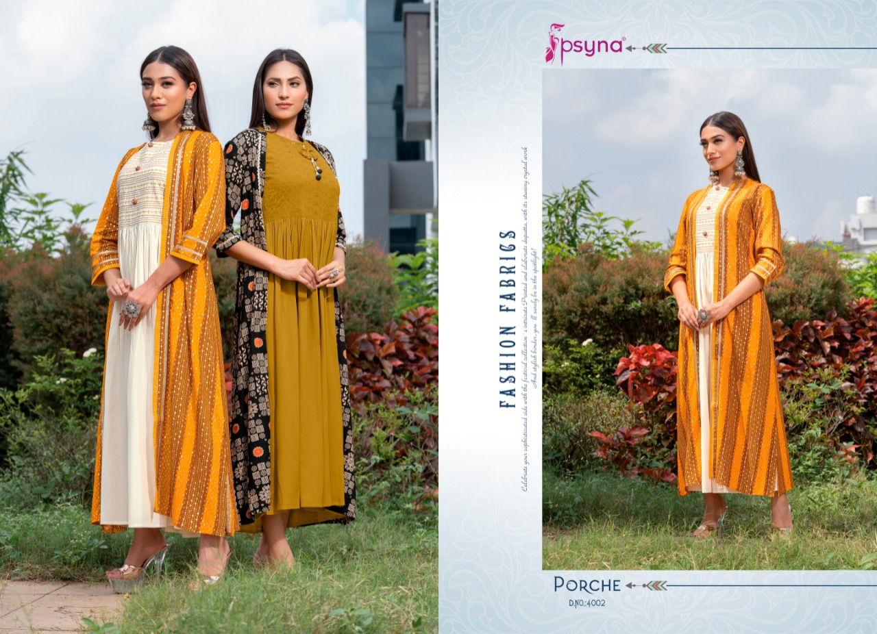 psyna porche 4 rayon gorgeous look kurti catalog