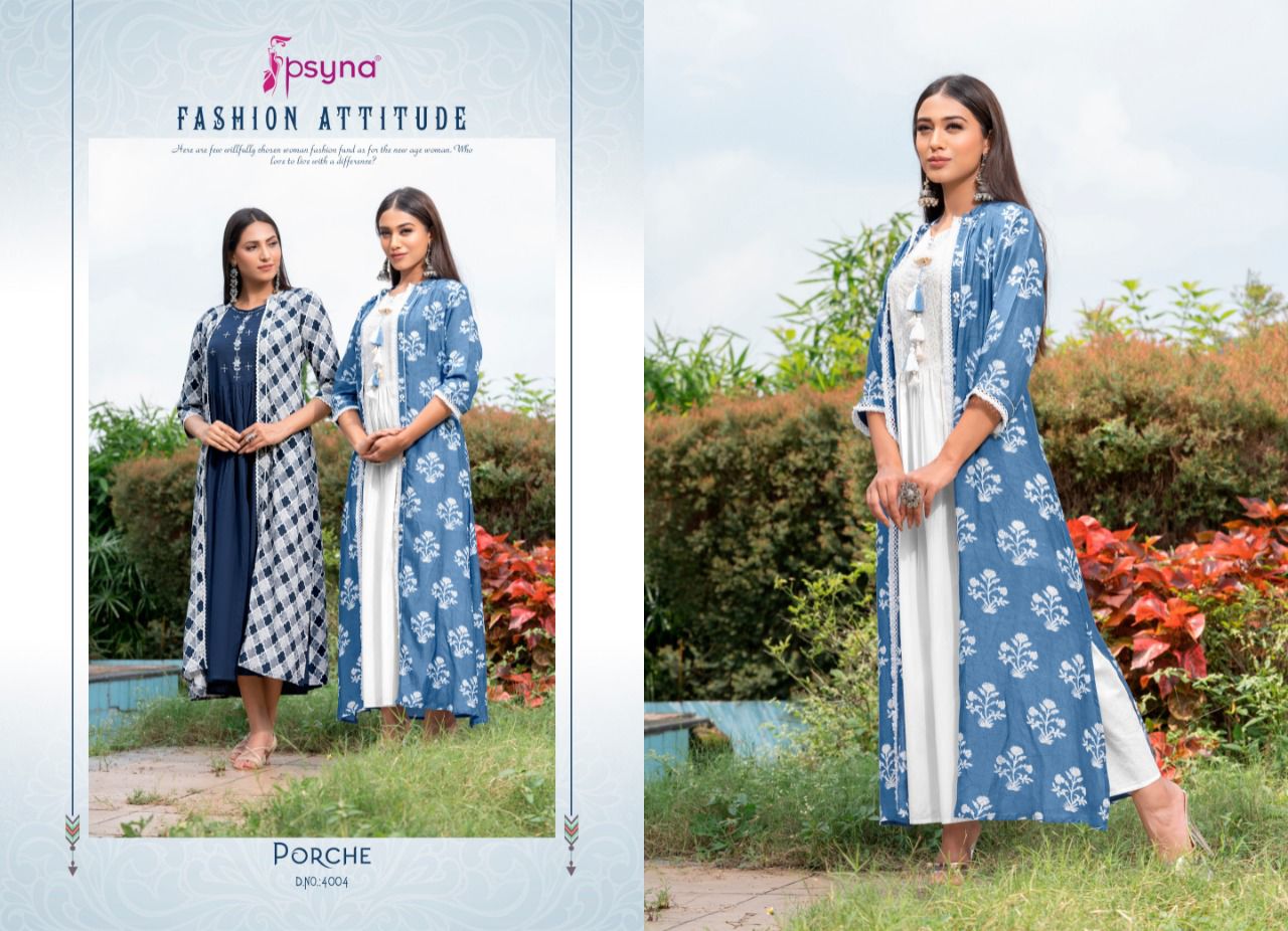 psyna porche 4 rayon gorgeous look kurti catalog