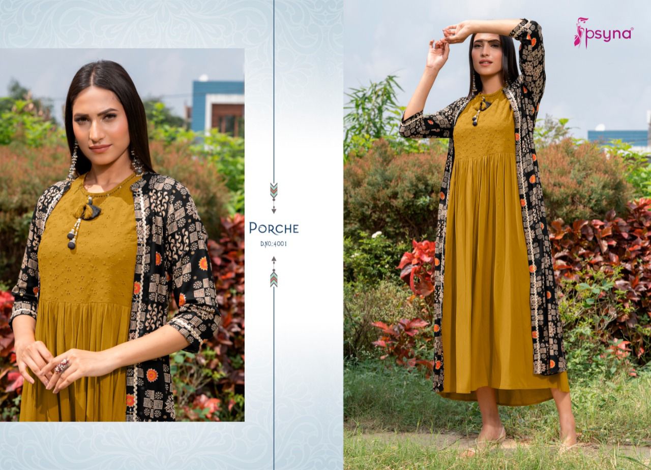 psyna porche 4 rayon gorgeous look kurti catalog