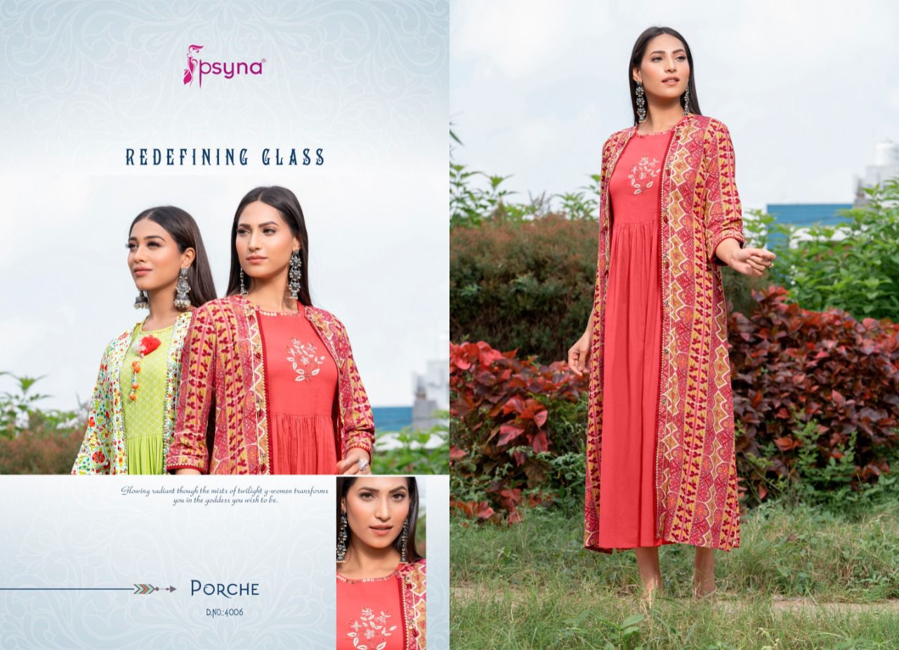 psyna porche 4 rayon gorgeous look kurti catalog