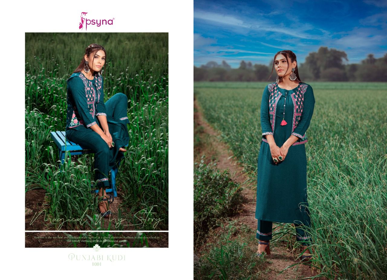 psyna punjabi kudi rayon new and modern style Kurti jacket bottom catalog