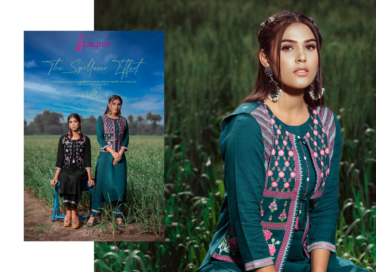 psyna punjabi kudi rayon new and modern style Kurti jacket bottom catalog