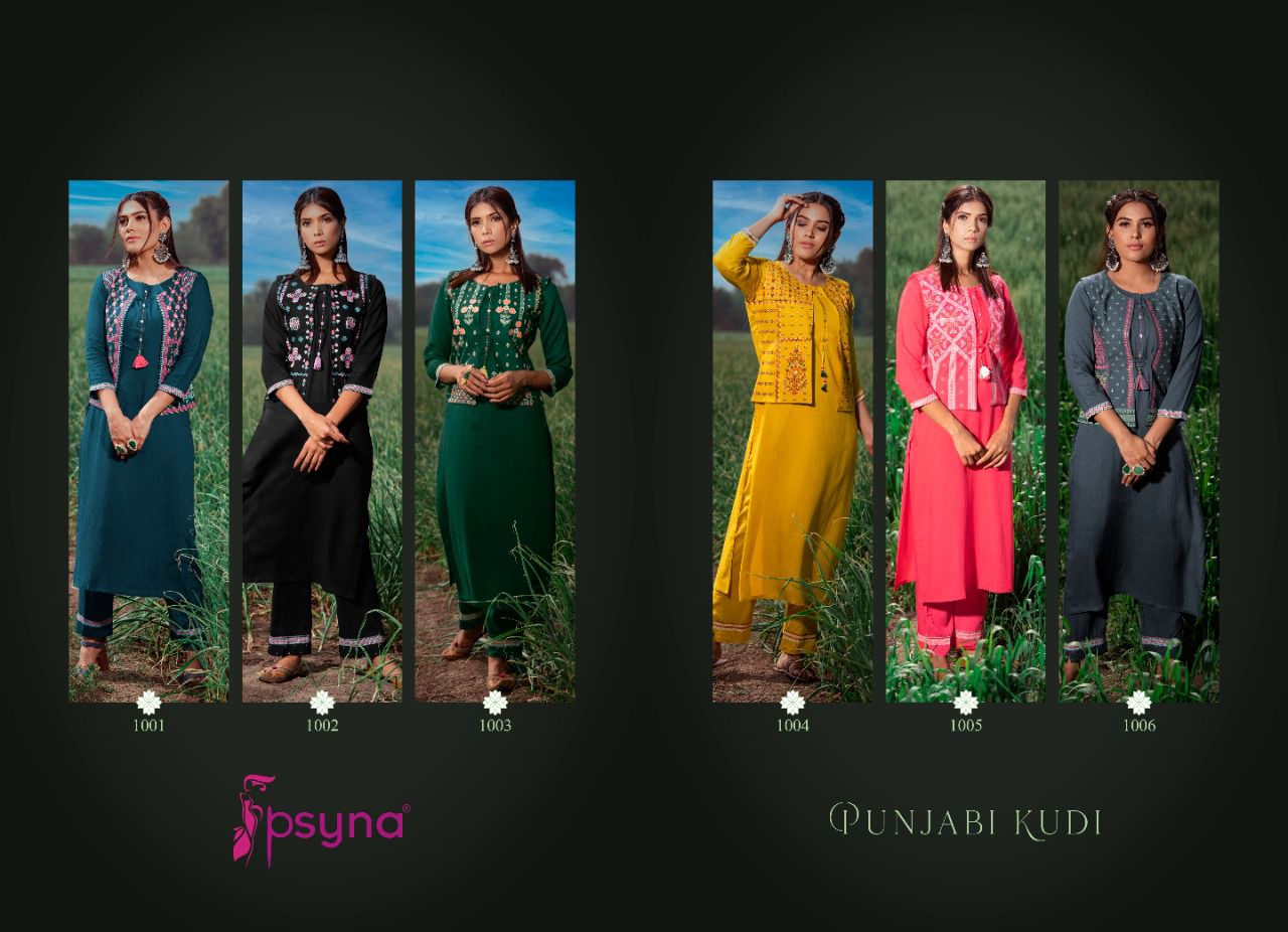 psyna punjabi kudi rayon new and modern style Kurti jacket bottom catalog