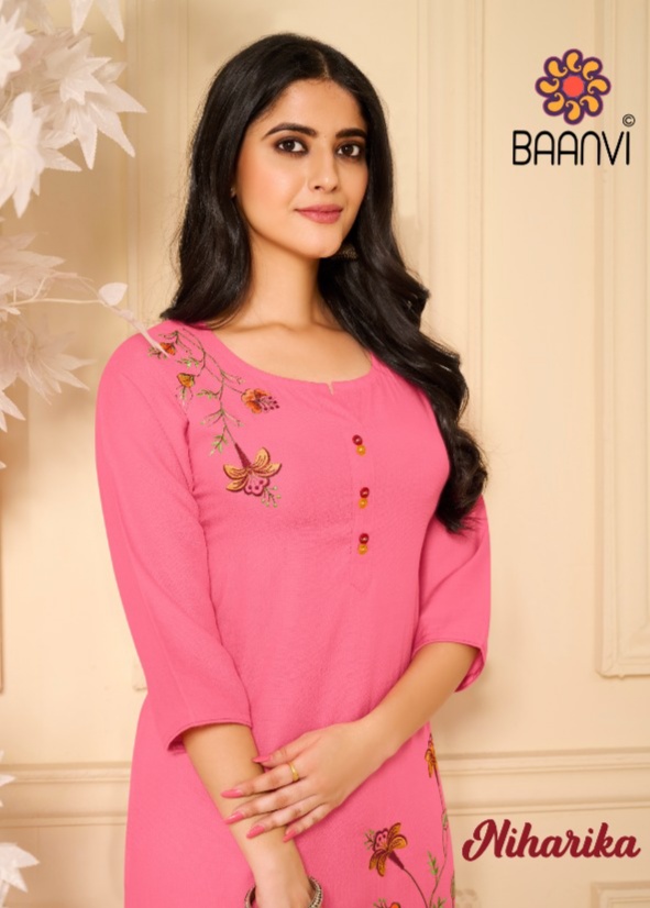 r studio baanvi niharika vol 1 rayon decent embroidary look kurti catalog