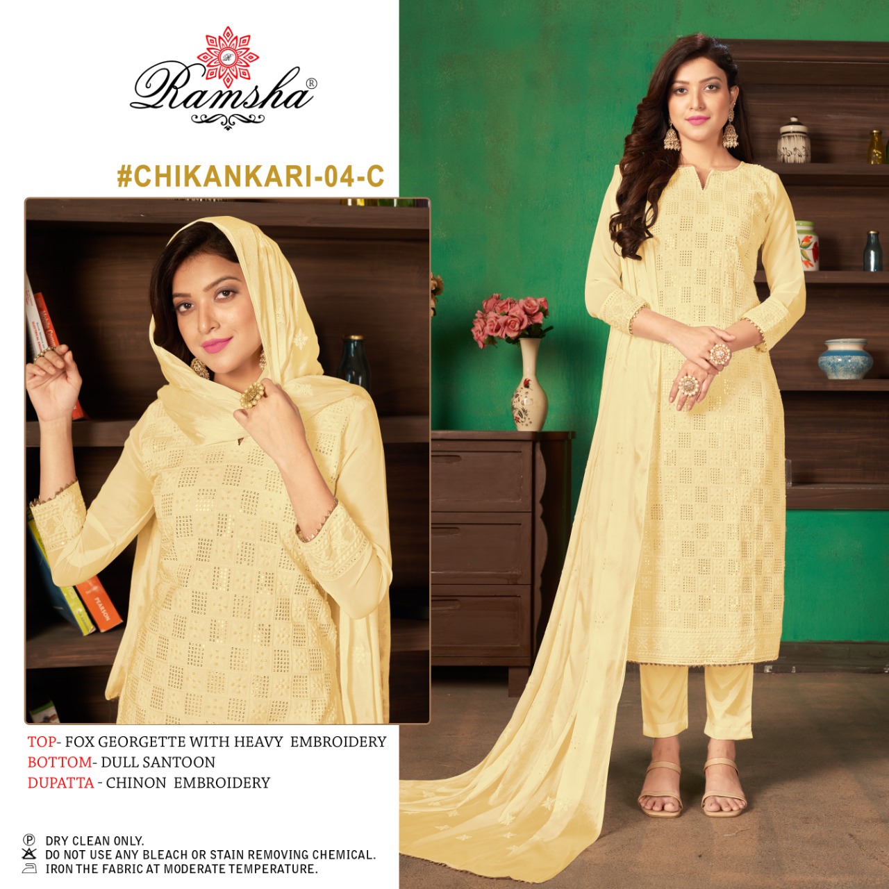 Ramsha  RAMSHA Chikankari 04 C Salwar Kameez Georgette Singles