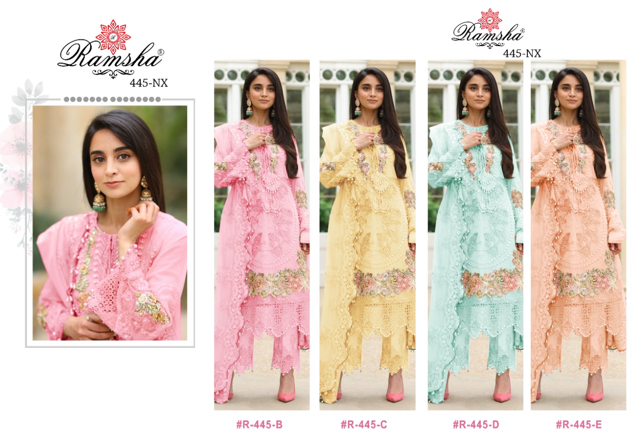 ramsha R 445 colours georgette astonishing look salwar suit catalog