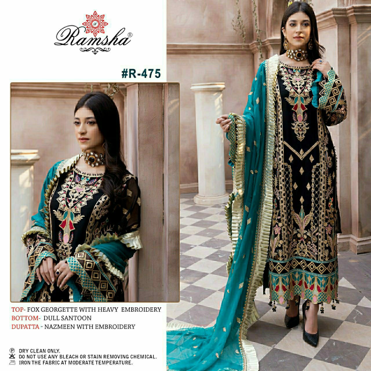 ramsha ramsha r 475 georgette decent look salwar suit single