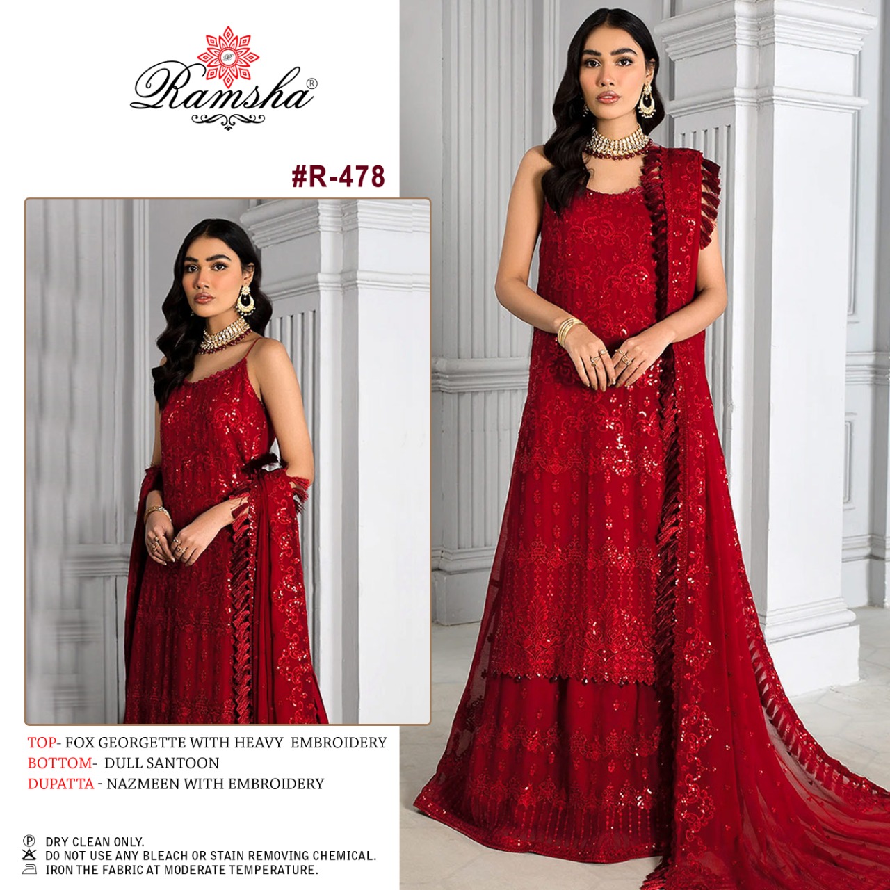 ramsha ramsha r 478 georgette astonishing look salwar suit single