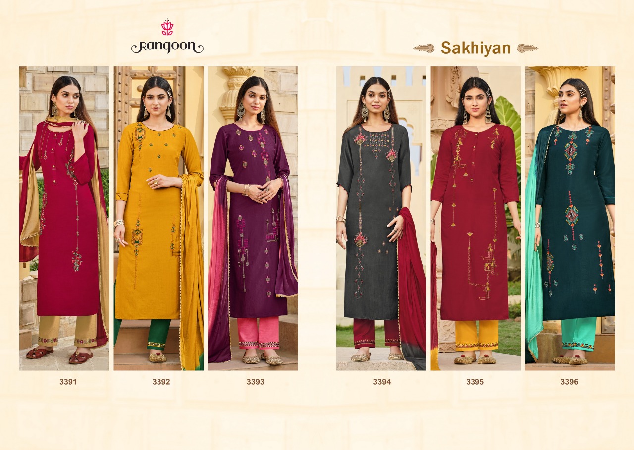 rangoon sakhiyan cotton authentic fabric top bottom with dupatta catalog