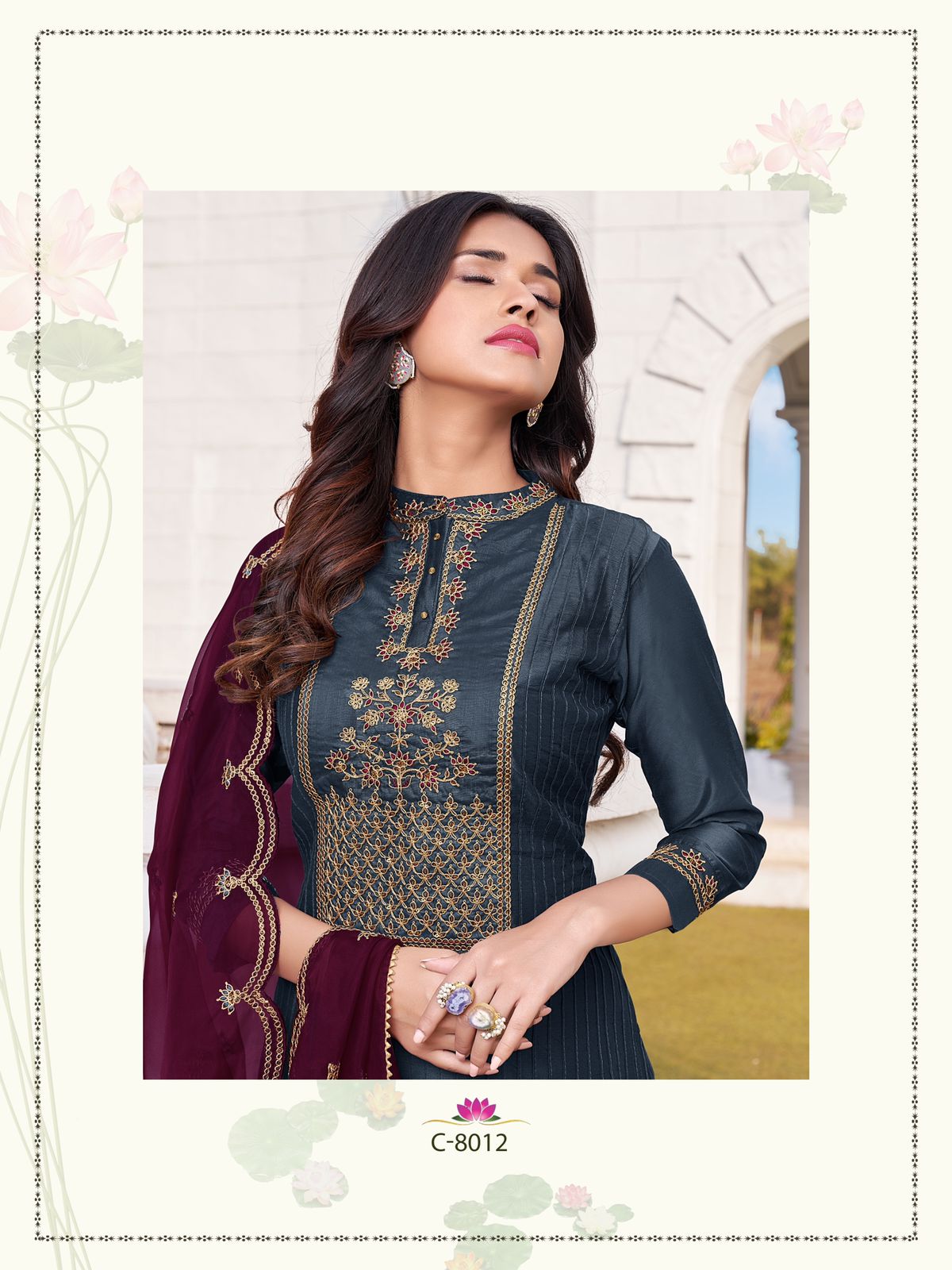 rijiya trends shubharambh chanderi astonishing look top with bottom and dupatta catalog