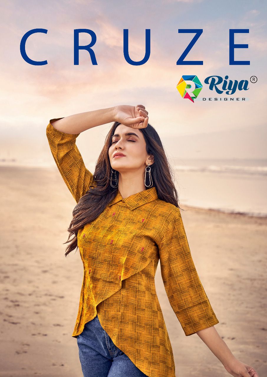 riya designer Cruze Woolen Checks Weaving modern look top catalog