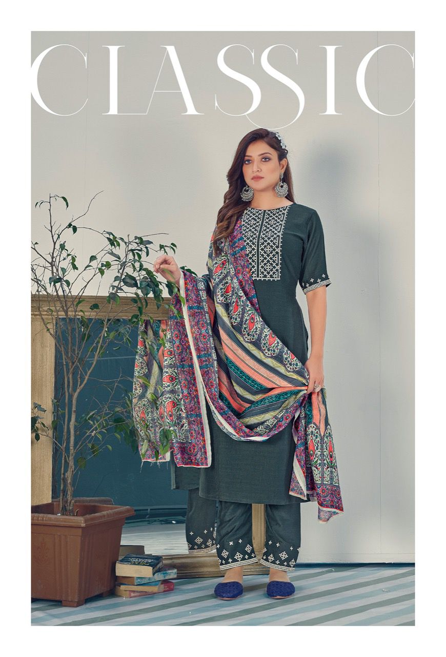 riya designer glamours chinnon gorgeous look top bottom with dupatta catalog