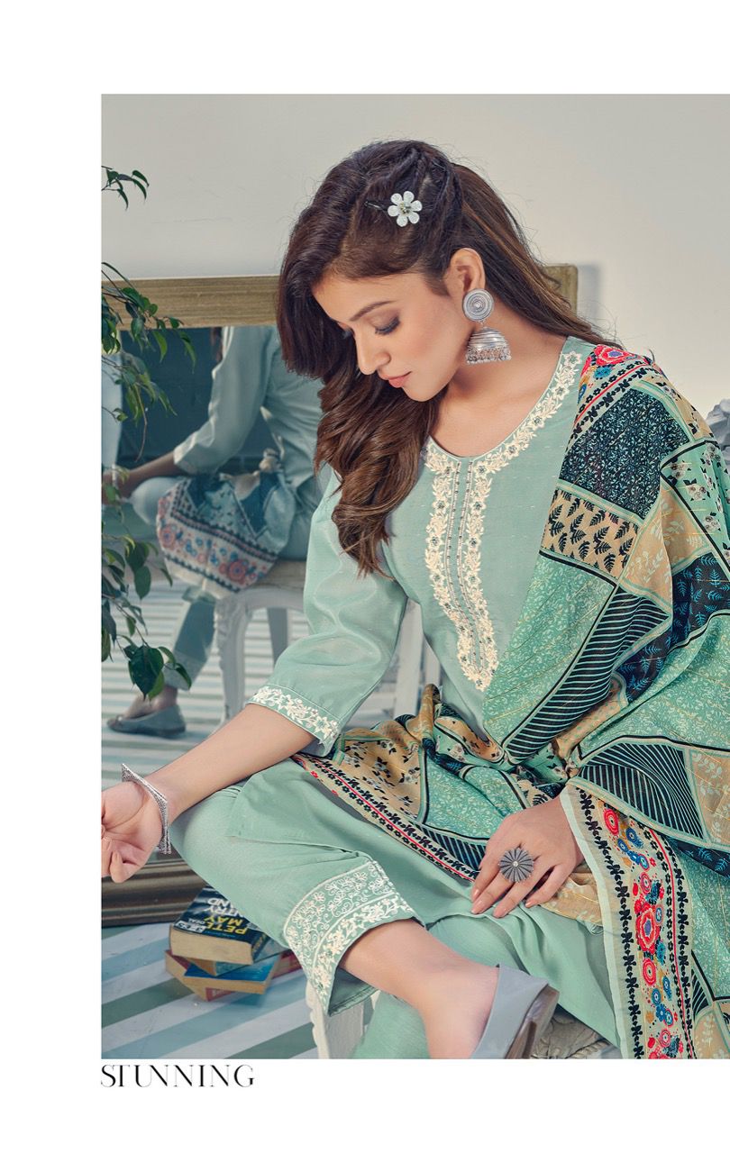 riya designer glamours chinnon gorgeous look top bottom with dupatta catalog