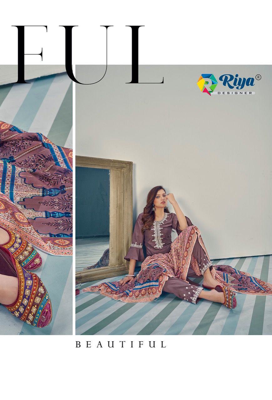 riya designer glamours chinnon gorgeous look top bottom with dupatta catalog