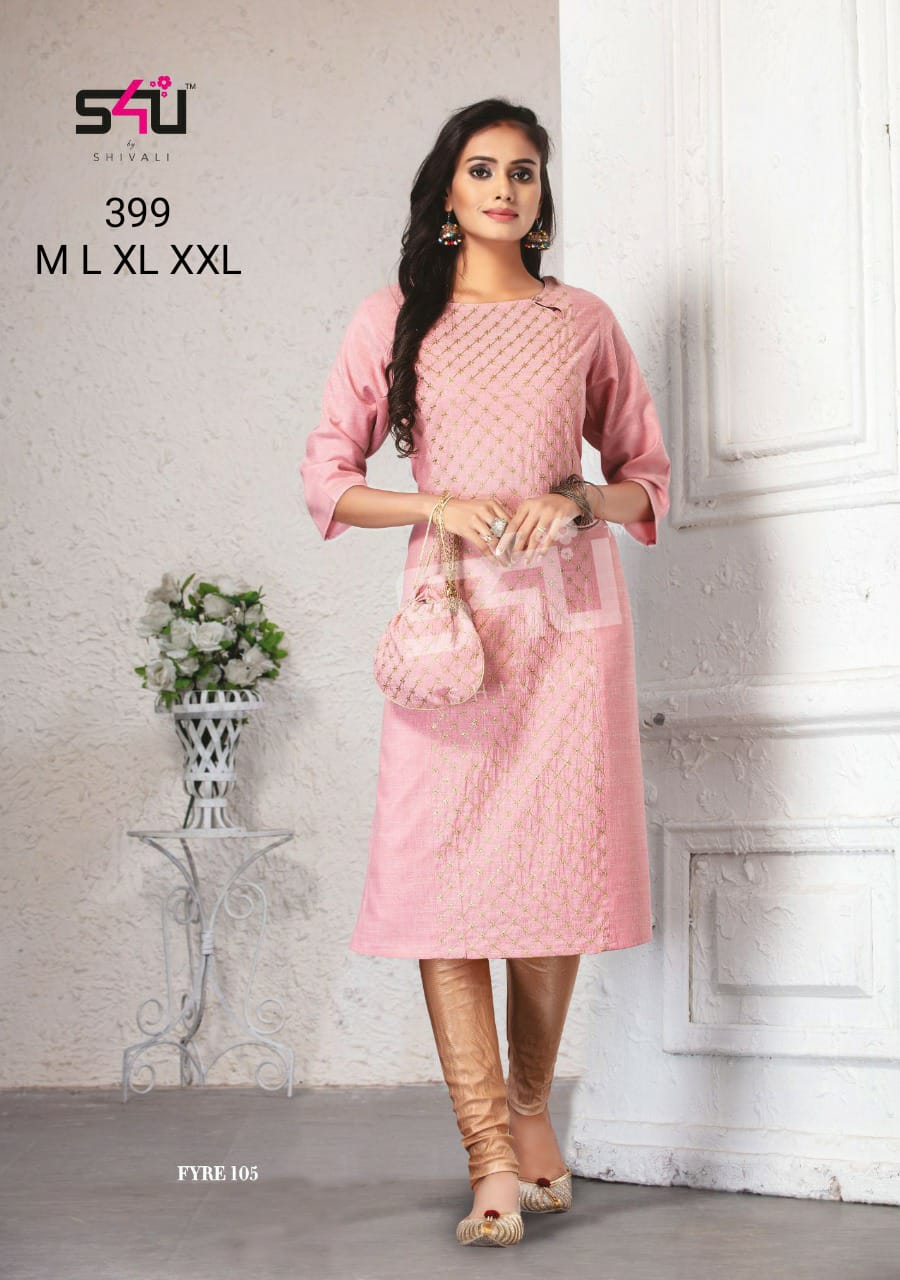 s4u s4u 399 fancy garceful look kurti with bag size set