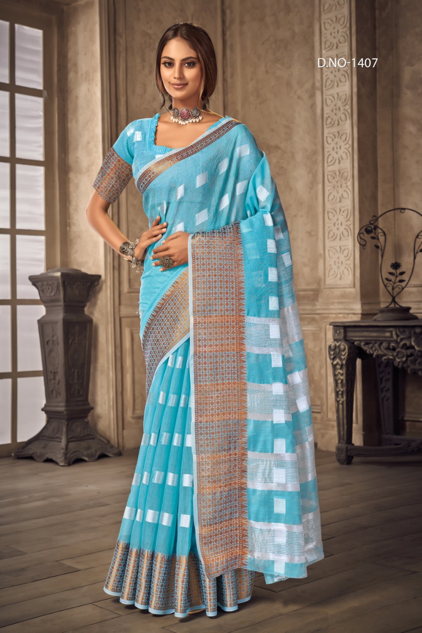 sangam print aafreen linen  attractive look saree catalog