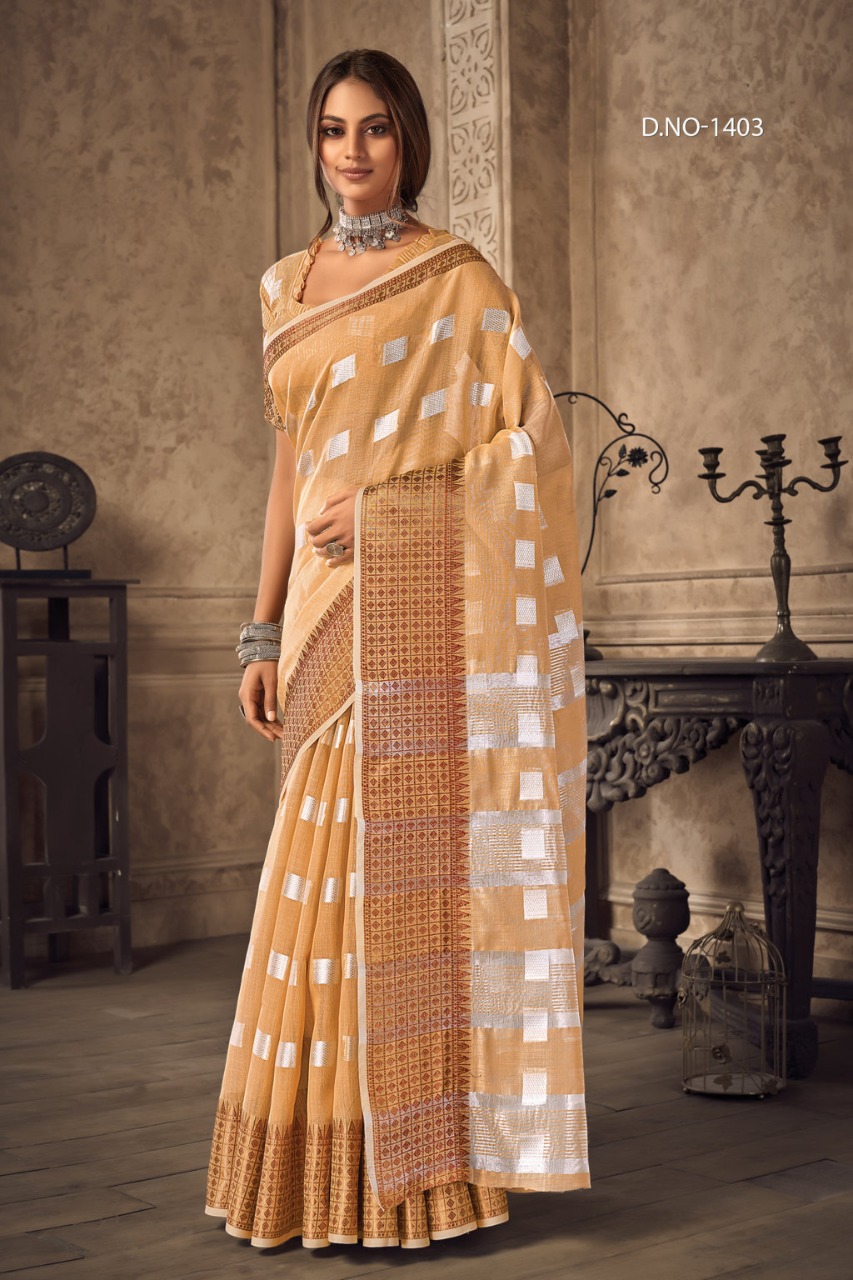 sangam print aafreen linen  attractive look saree catalog