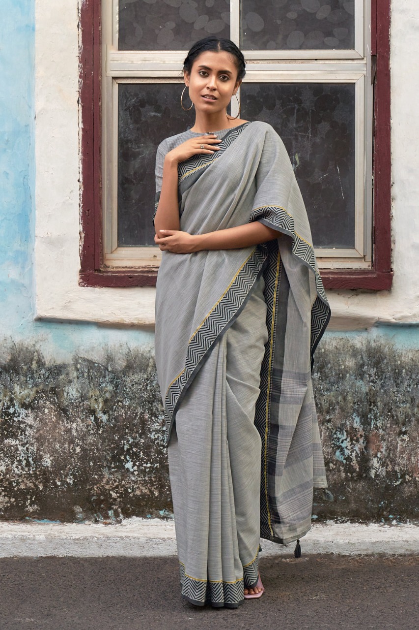 sangam print ethnic style linen graceful look saree catalog