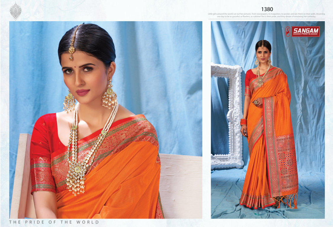 sangam print kanika silk silk elegant look saree catalog