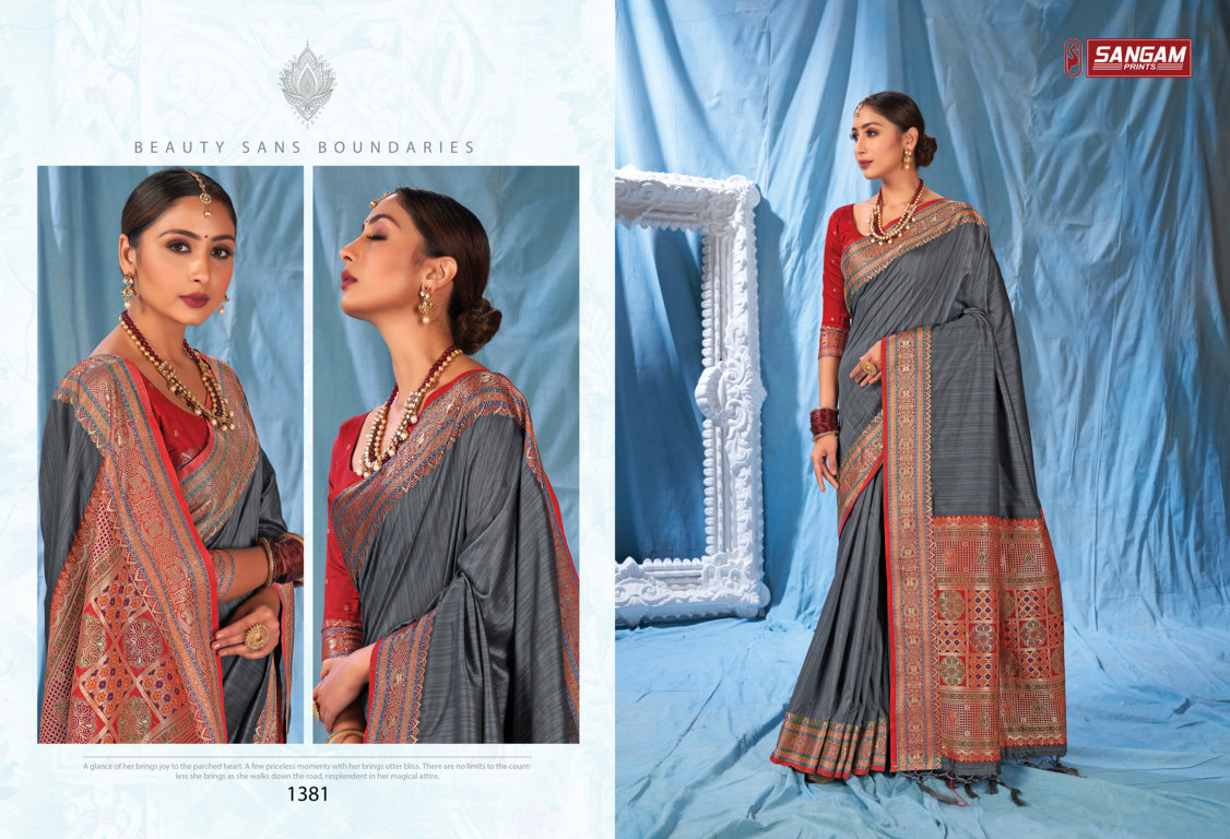 sangam print kanika silk silk elegant look saree catalog