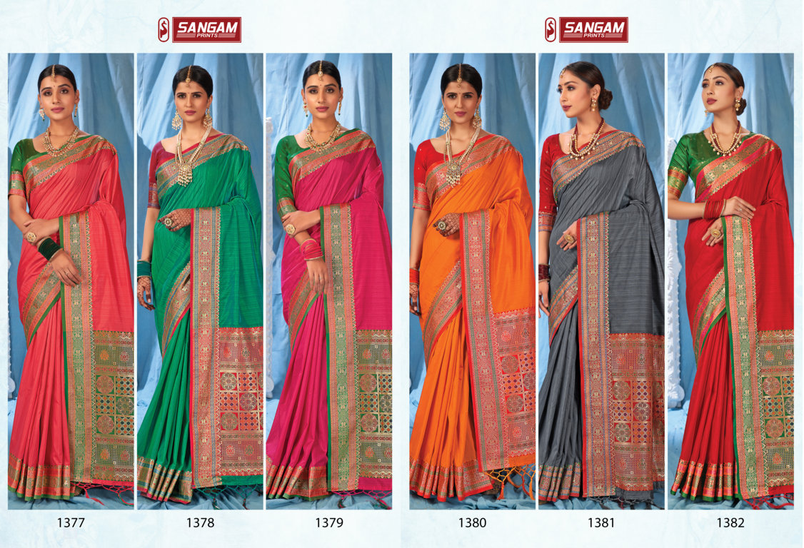 sangam print kanika silk silk elegant look saree catalog