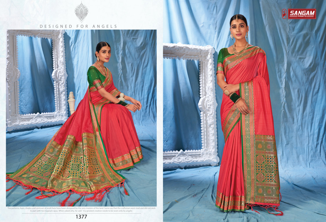 sangam print kanika silk silk elegant look saree catalog