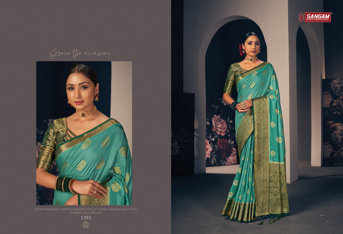 sangam print kasab jari silk silk elegant look saree catalog