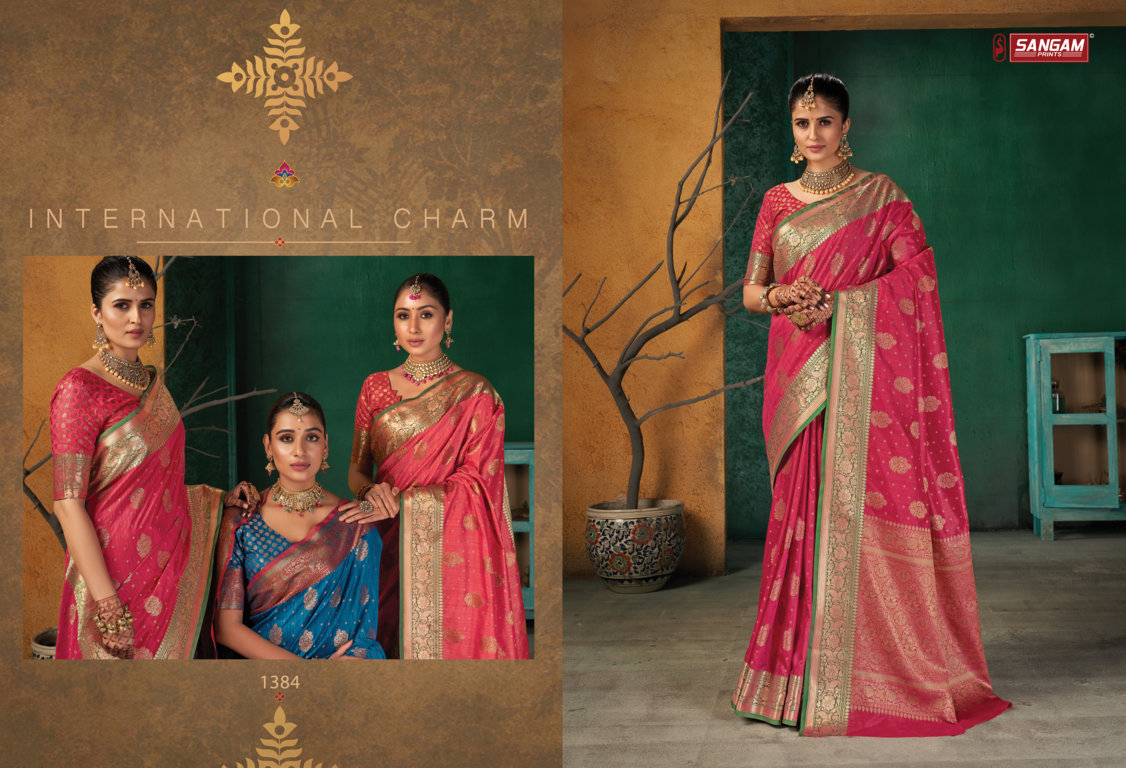 sangam print mukta silk silk elegant look saree catalog