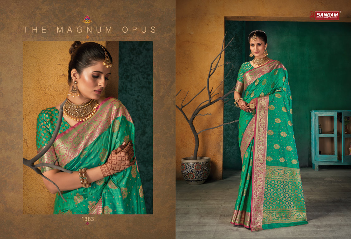 sangam print mukta silk silk elegant look saree catalog