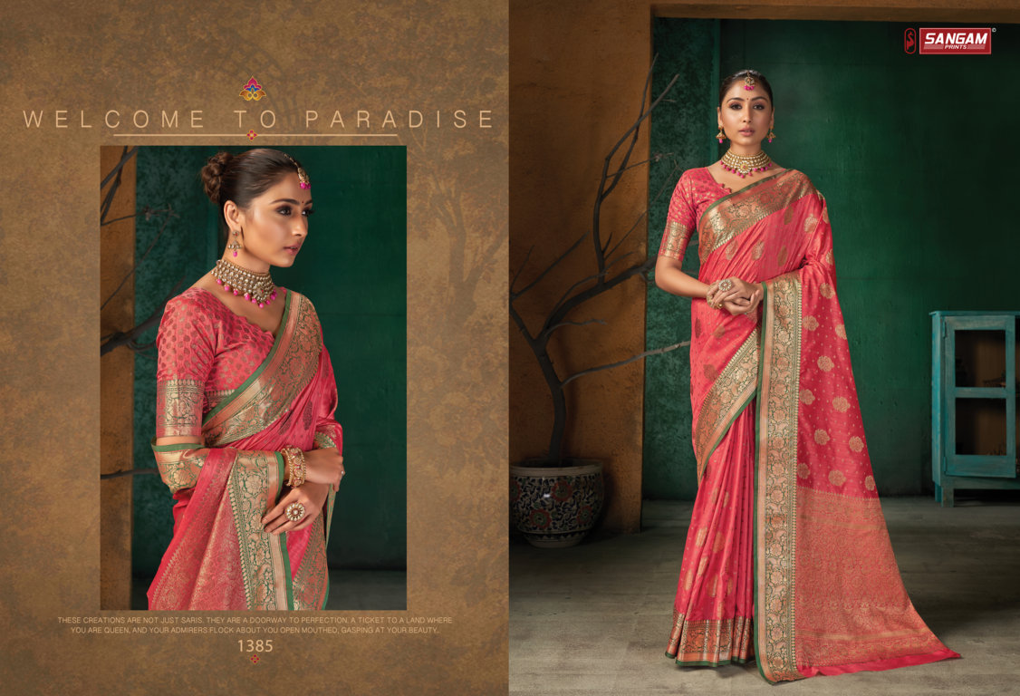 sangam print mukta silk silk elegant look saree catalog