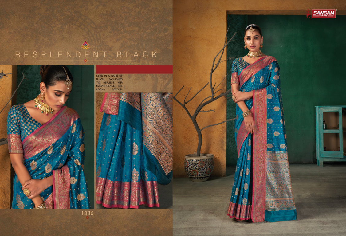 sangam print mukta silk silk elegant look saree catalog