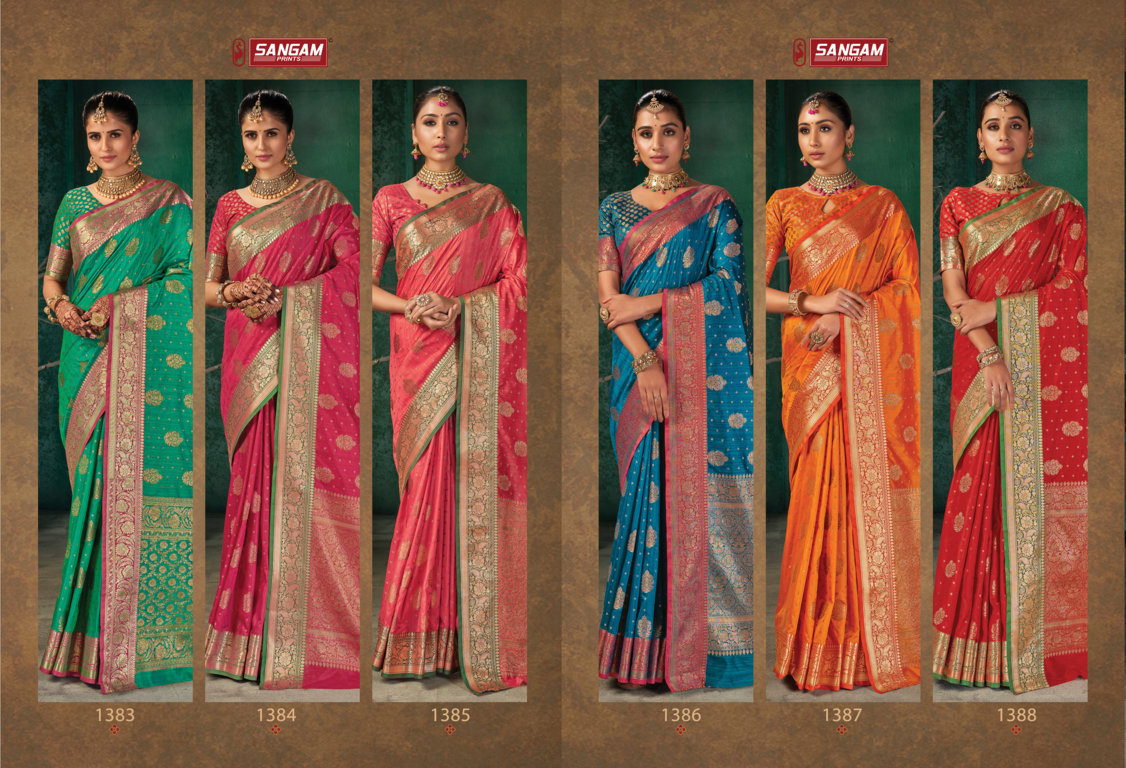 sangam print mukta silk silk elegant look saree catalog