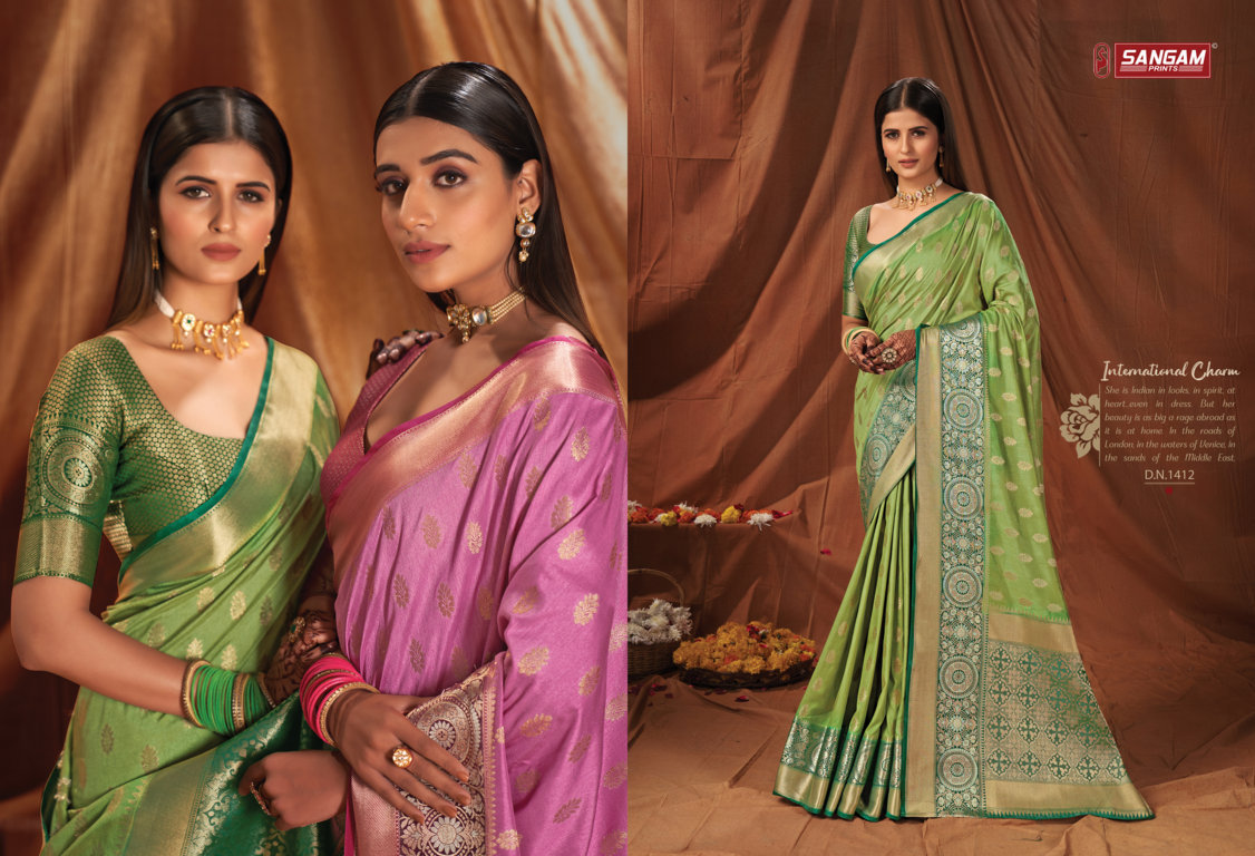 sangam print naveli silk silk elegant look saree catalog