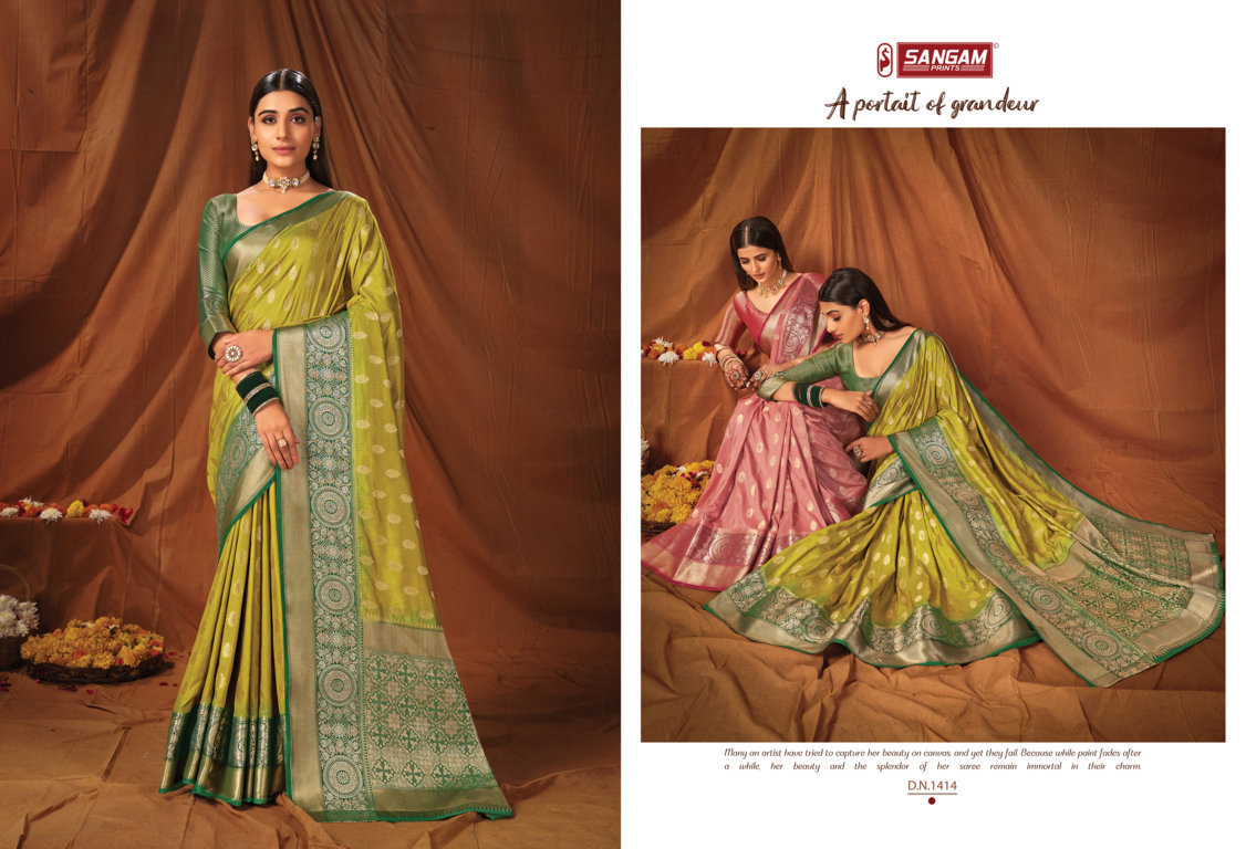 sangam print naveli silk silk elegant look saree catalog